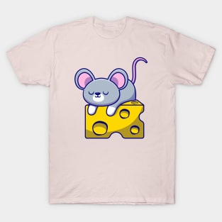 Cute Mouse Sleeping On The Cheese T-Shirt